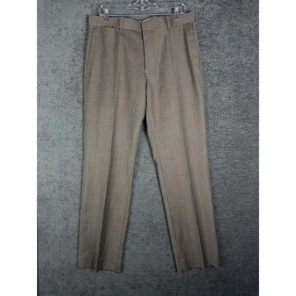 NWT Banana Republic Dress Pants Mens 34x32 Brown Twill Office Career Wool